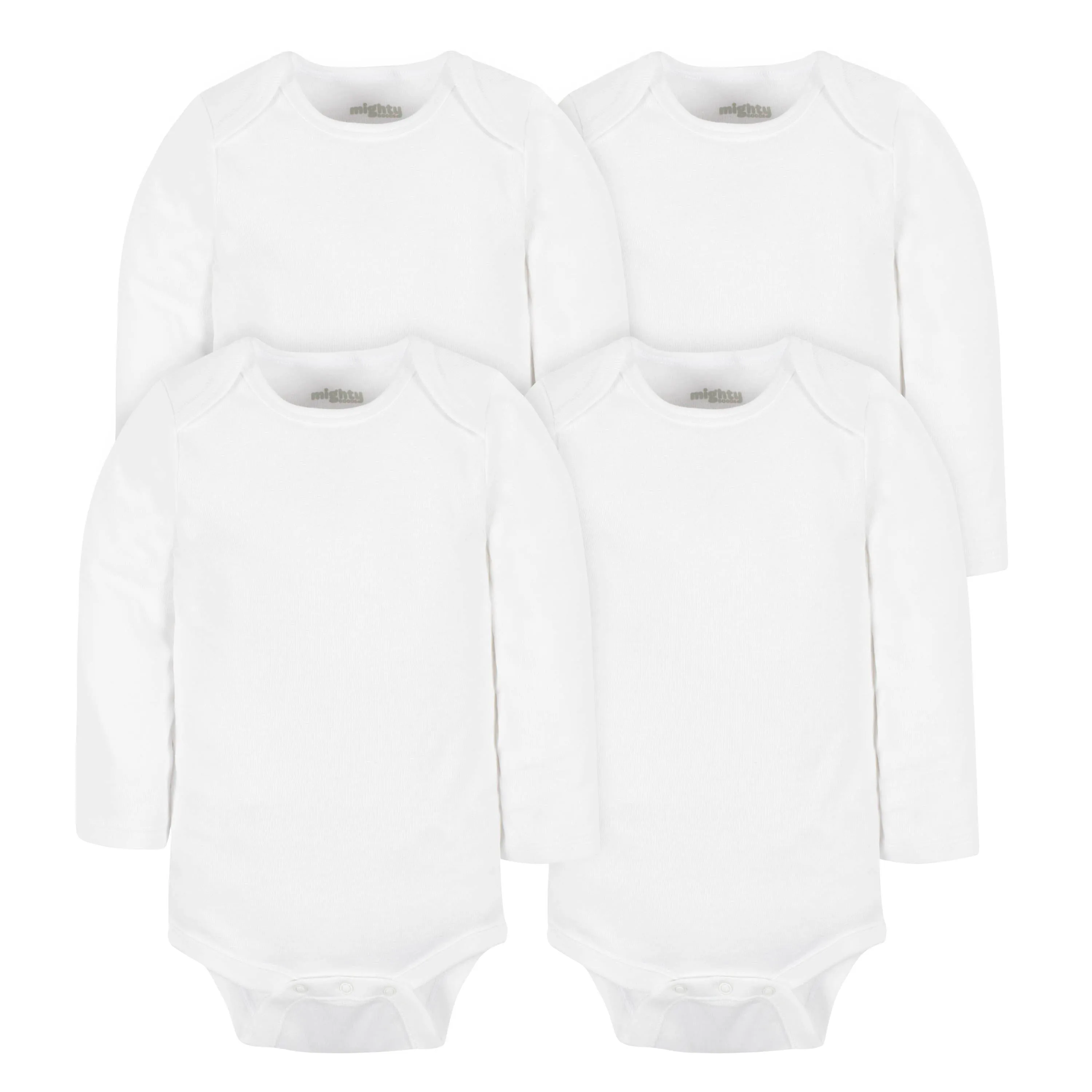 4-Pack Baby Neutral White Long Sleeve Bodysuits
