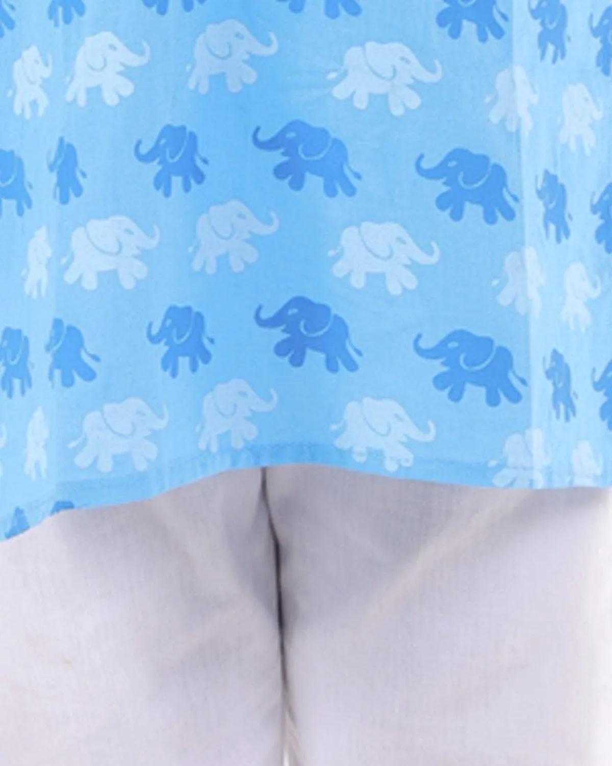 Ahhaaaa Kids Ethnic Cotton Elephant Print Kurta Pajama Set For Boys