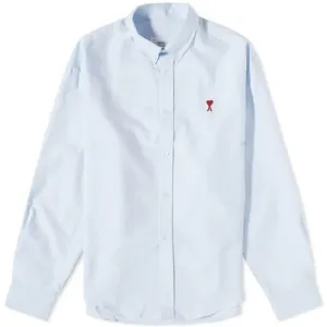 Ami Paris Button Down Logo Shirt, blue