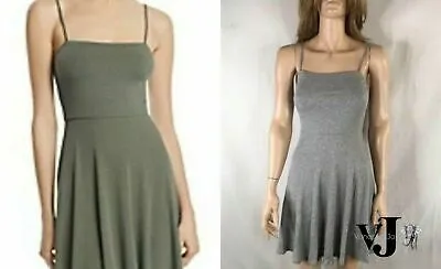 Aqua Ribbed Fit-and-Flare Cami Dress