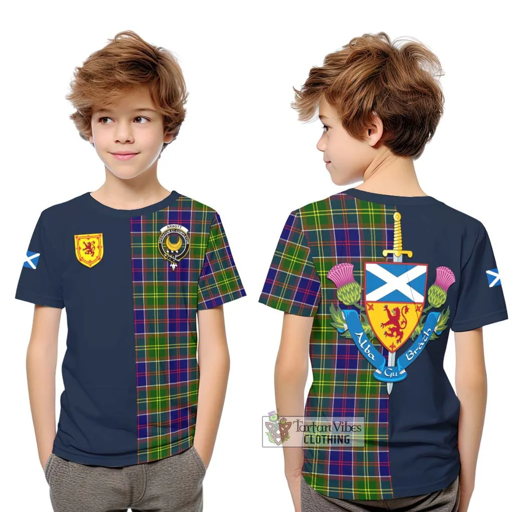 Arnott Tartan Kid T-Shirt Alba with Scottish Lion Royal Arm Half Style