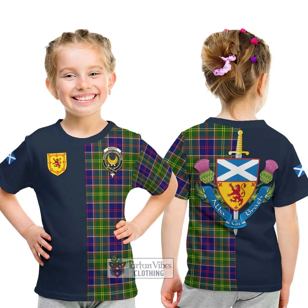 Arnott Tartan Kid T-Shirt Alba with Scottish Lion Royal Arm Half Style