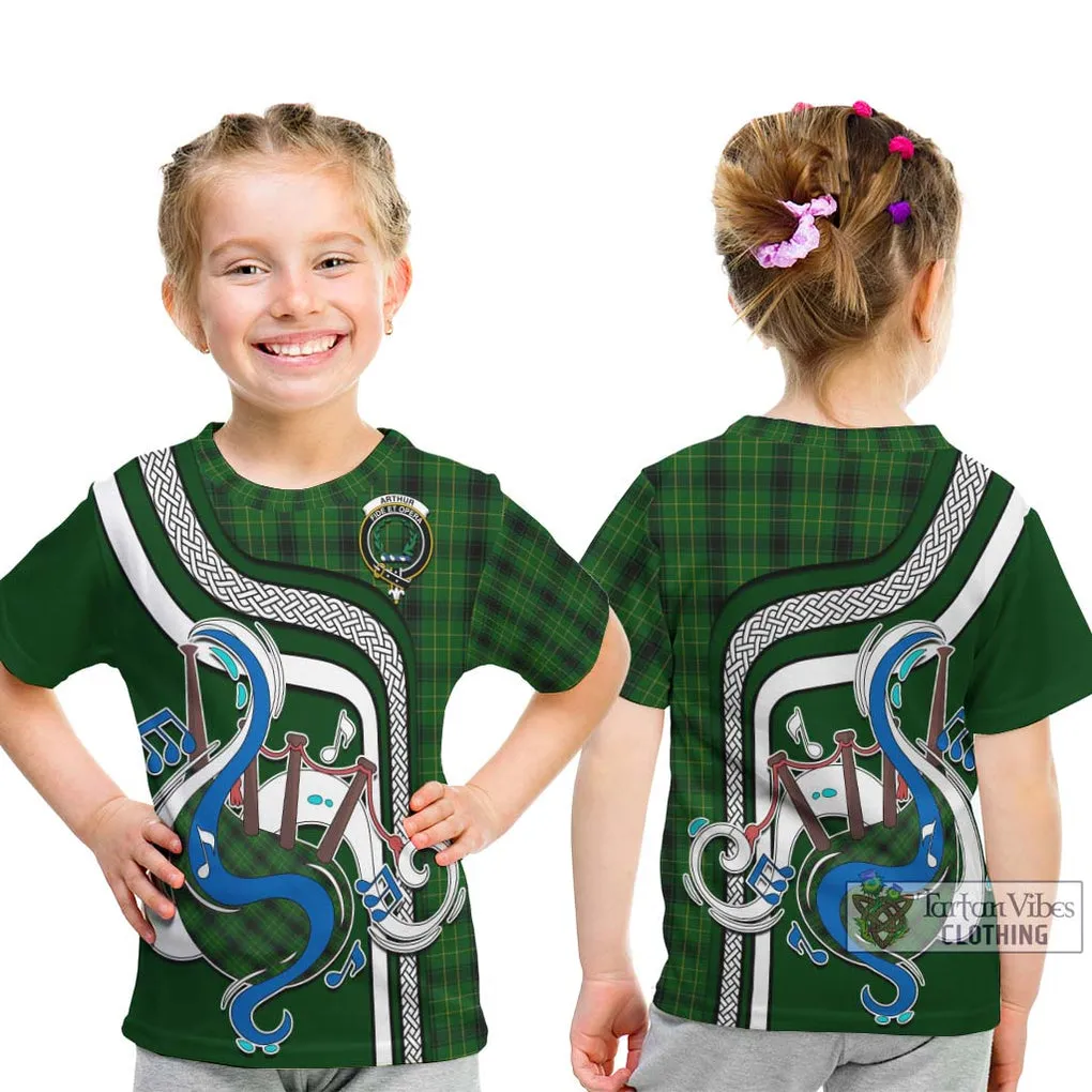 Arthur Highland Tartan Kid T-Shirt with Epic Bagpipe Style