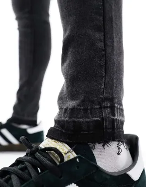 ASOS Black Unfastened Jeans in Washed