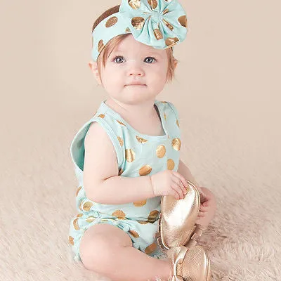 Baby Girls Summer Bodysuit Short Sleeve Princess Dot Tassel Bebes Outfit  (0-24M )