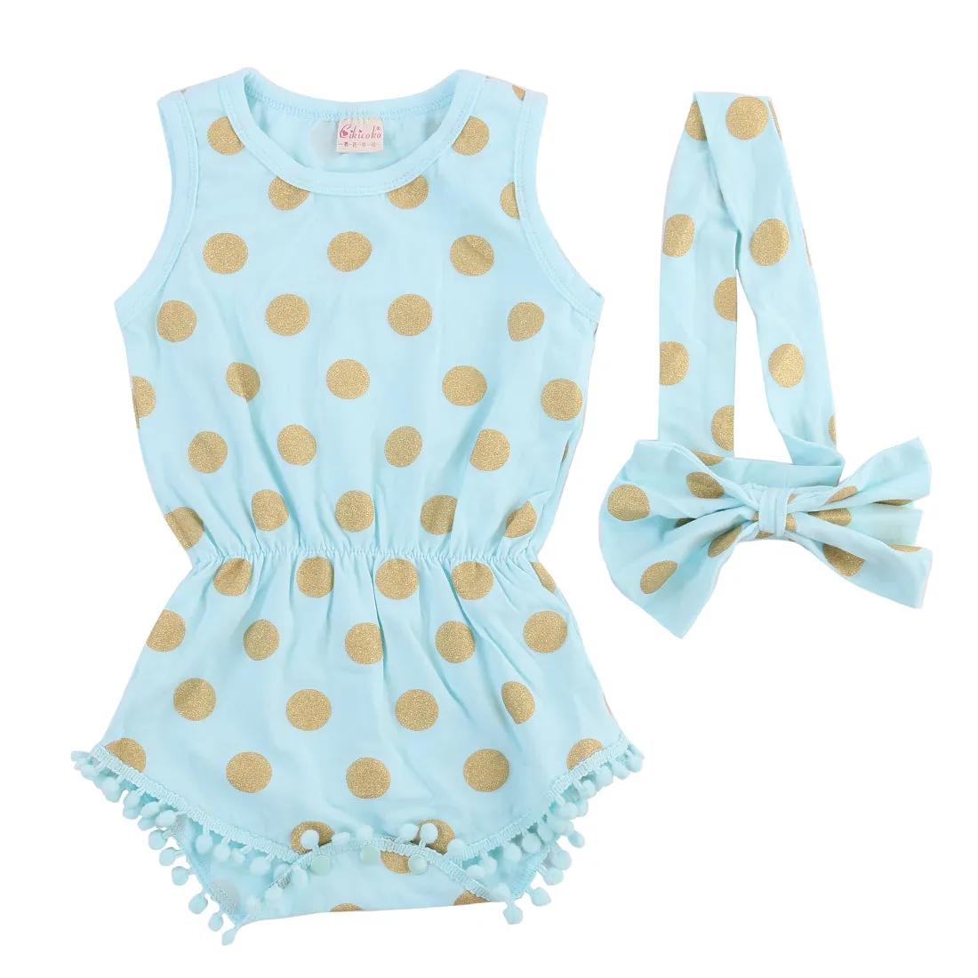 Baby Girls Summer Bodysuit Short Sleeve Princess Dot Tassel Bebes Outfit  (0-24M )