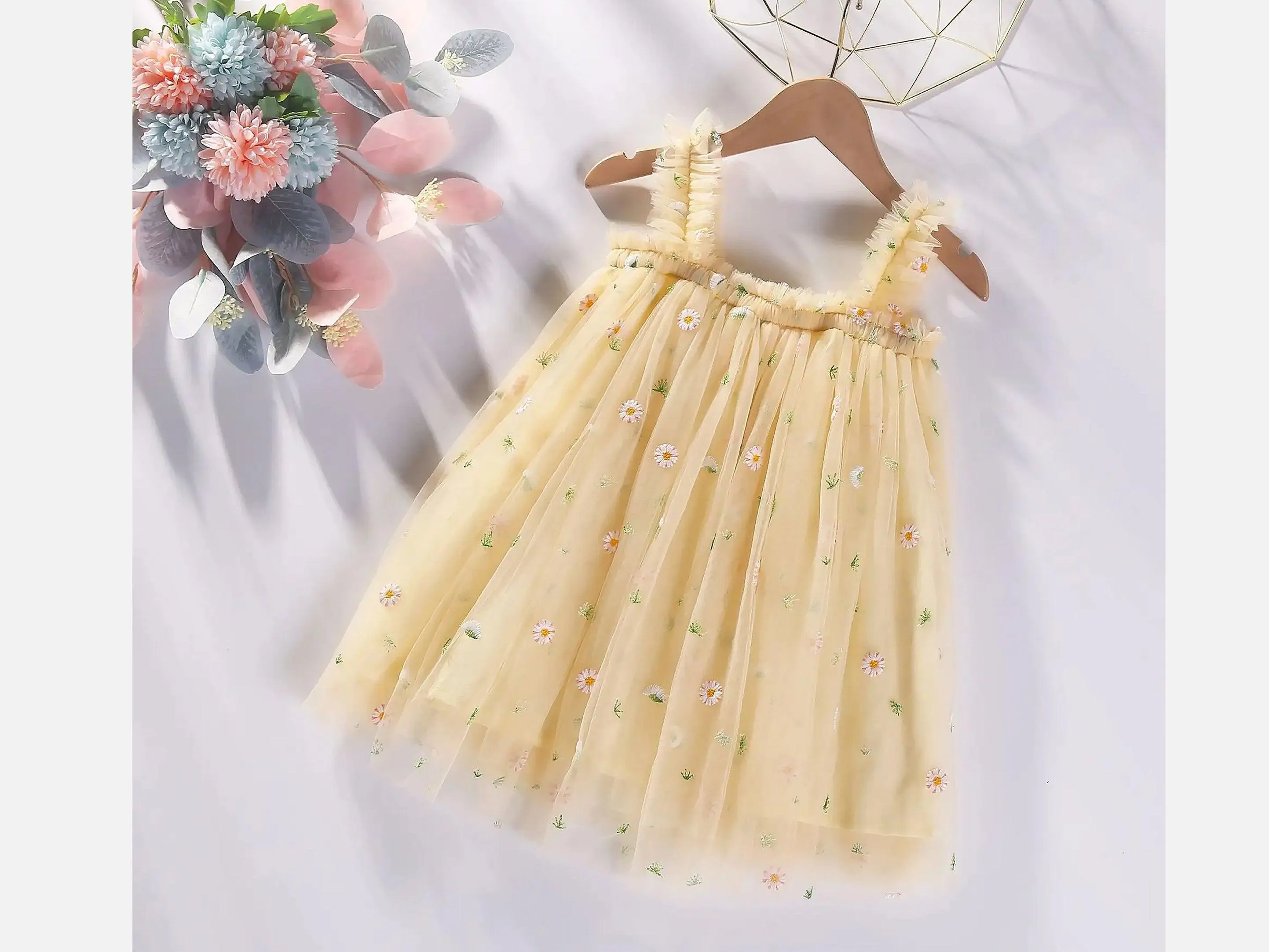 Baby Tulle Dress  | Light Yellow Tulle Dress | Daisies Tutu | Princess Outfit