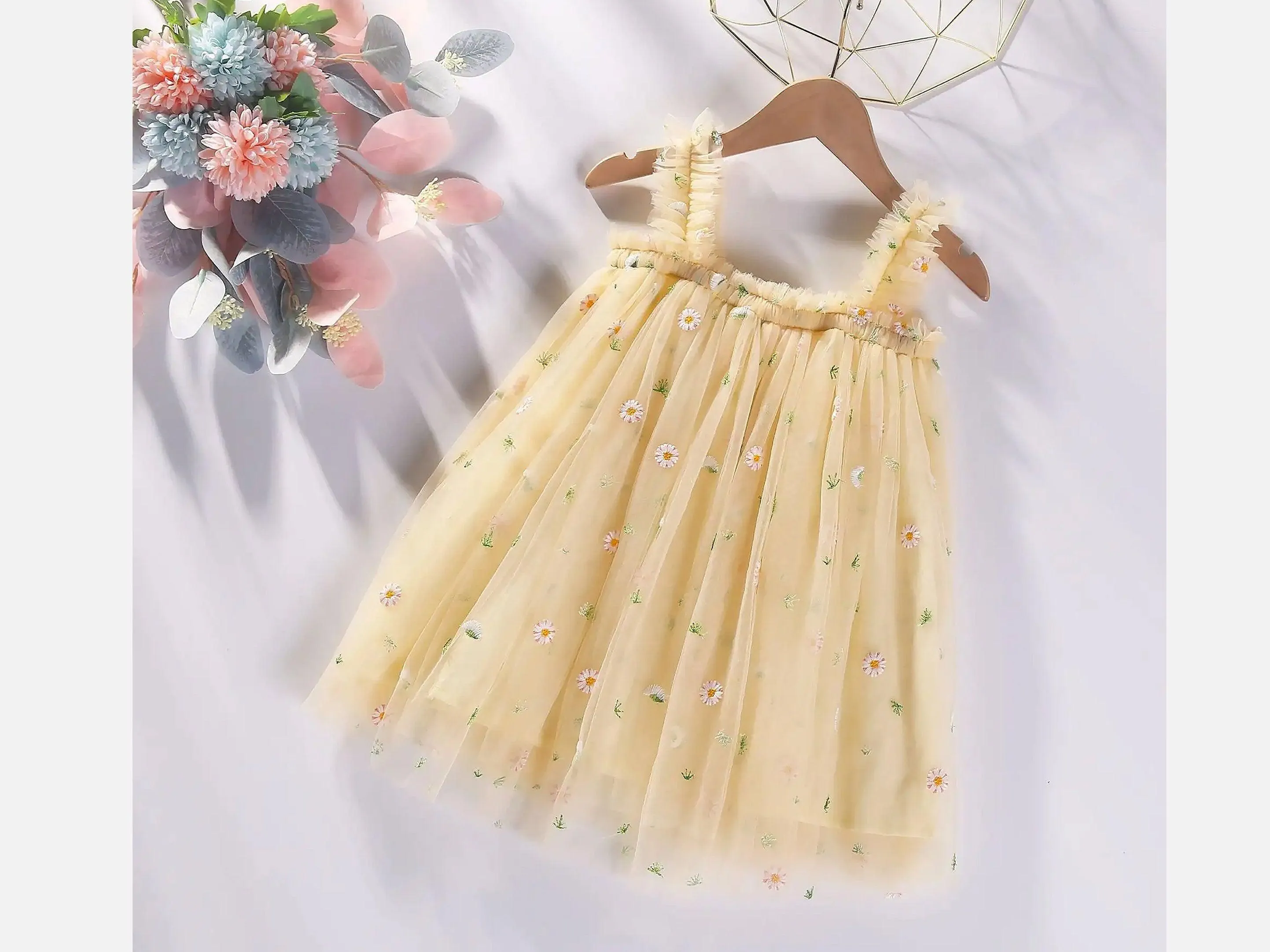 Baby Tulle Dress  | Light Yellow Tulle Dress | Daisies Tutu | Princess Outfit