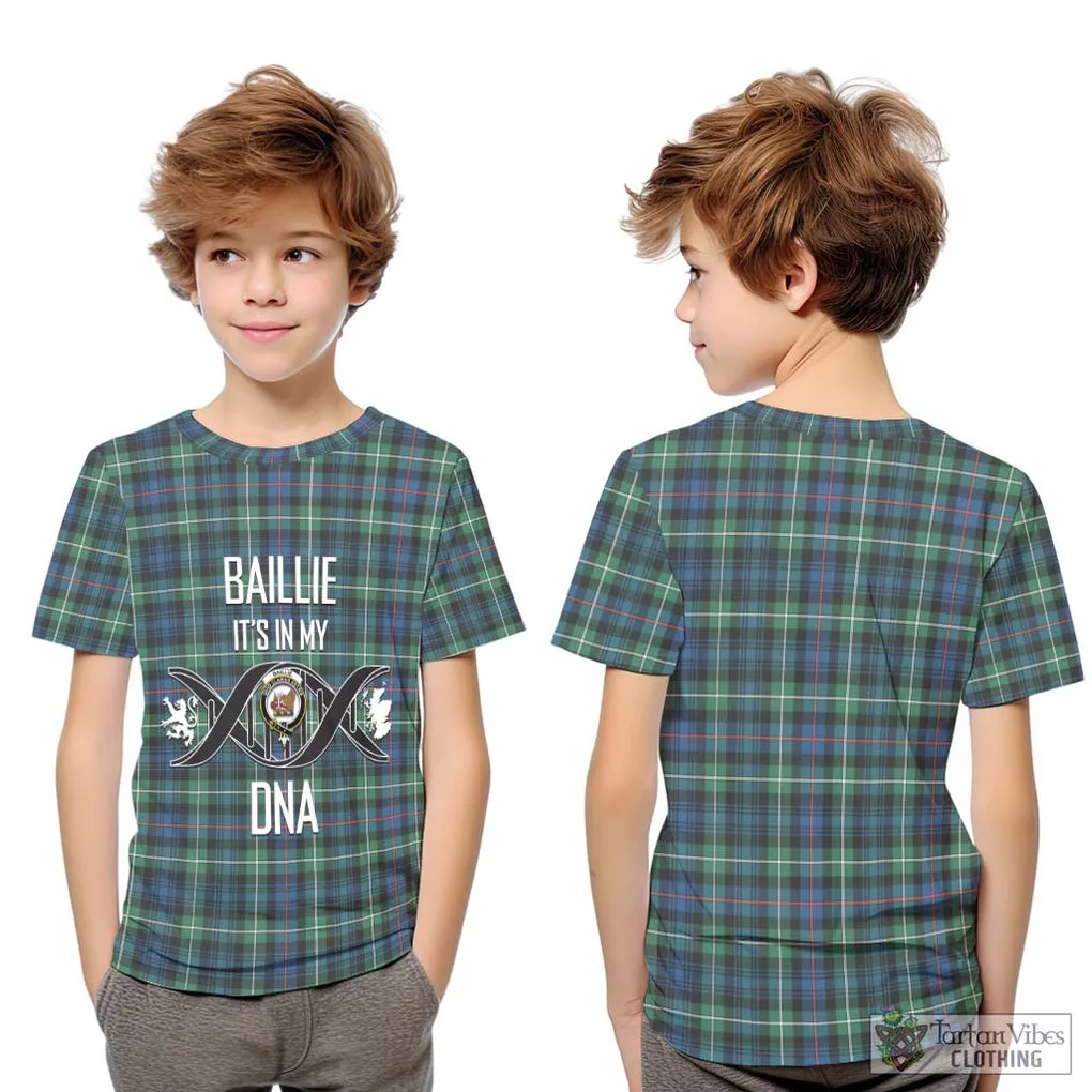 Baillie Ancient Tartan Kid T-Shirt with Family Crest DNA In Me Style