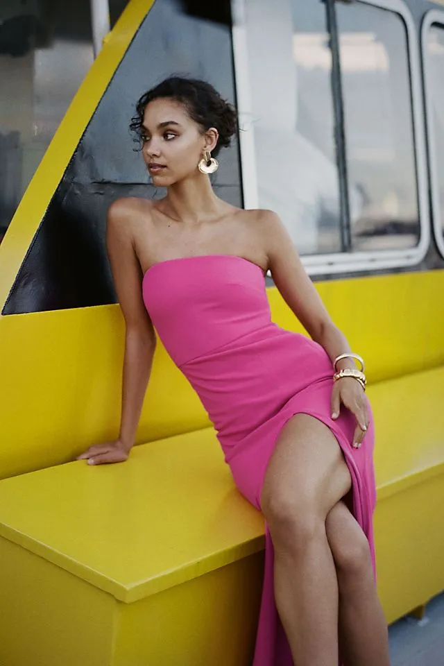 Bhldn Adalynn Strapless Stretch Crepe Maxi Dress, Pink