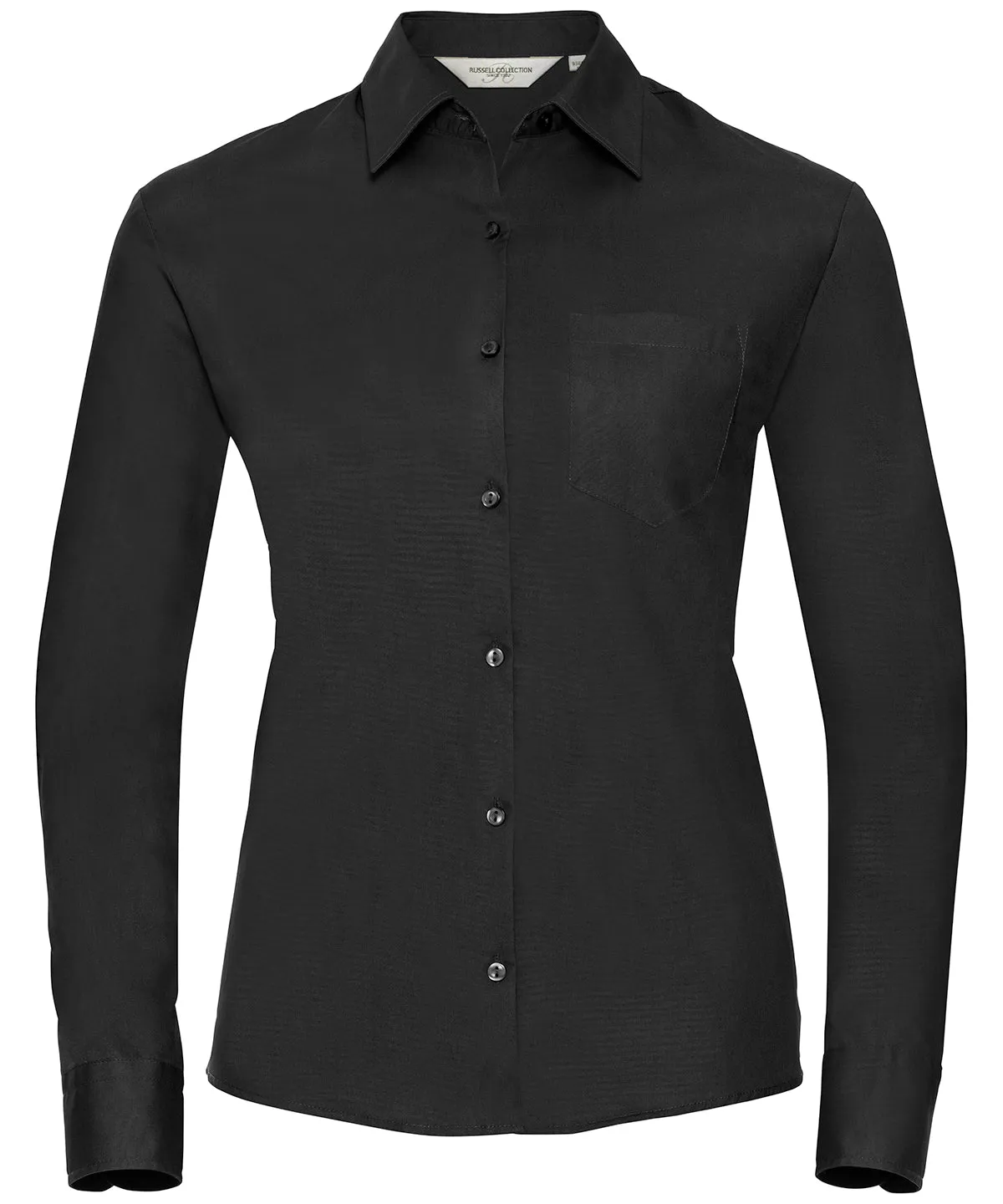 Black - Women's long sleeve 100% cotton poplin shirt