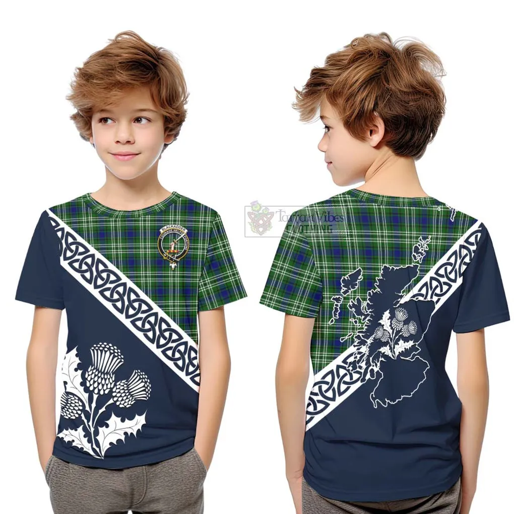 Blackadder Tartan Kid T-Shirt Featuring Thistle and Scotland Map