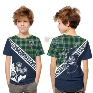 Blackadder Tartan Kid T-Shirt Featuring Thistle and Scotland Map