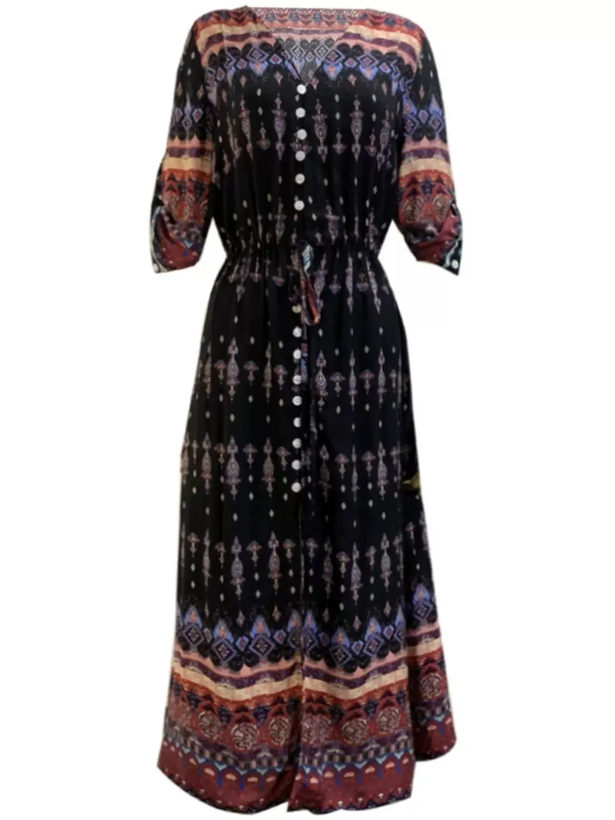 Bohemian Maxi Dress Beach Dress Mid Length Long Length Seaside Vacation Front Slit V-neck Slimming Cotton Silk Beach Dress Women's Summer
