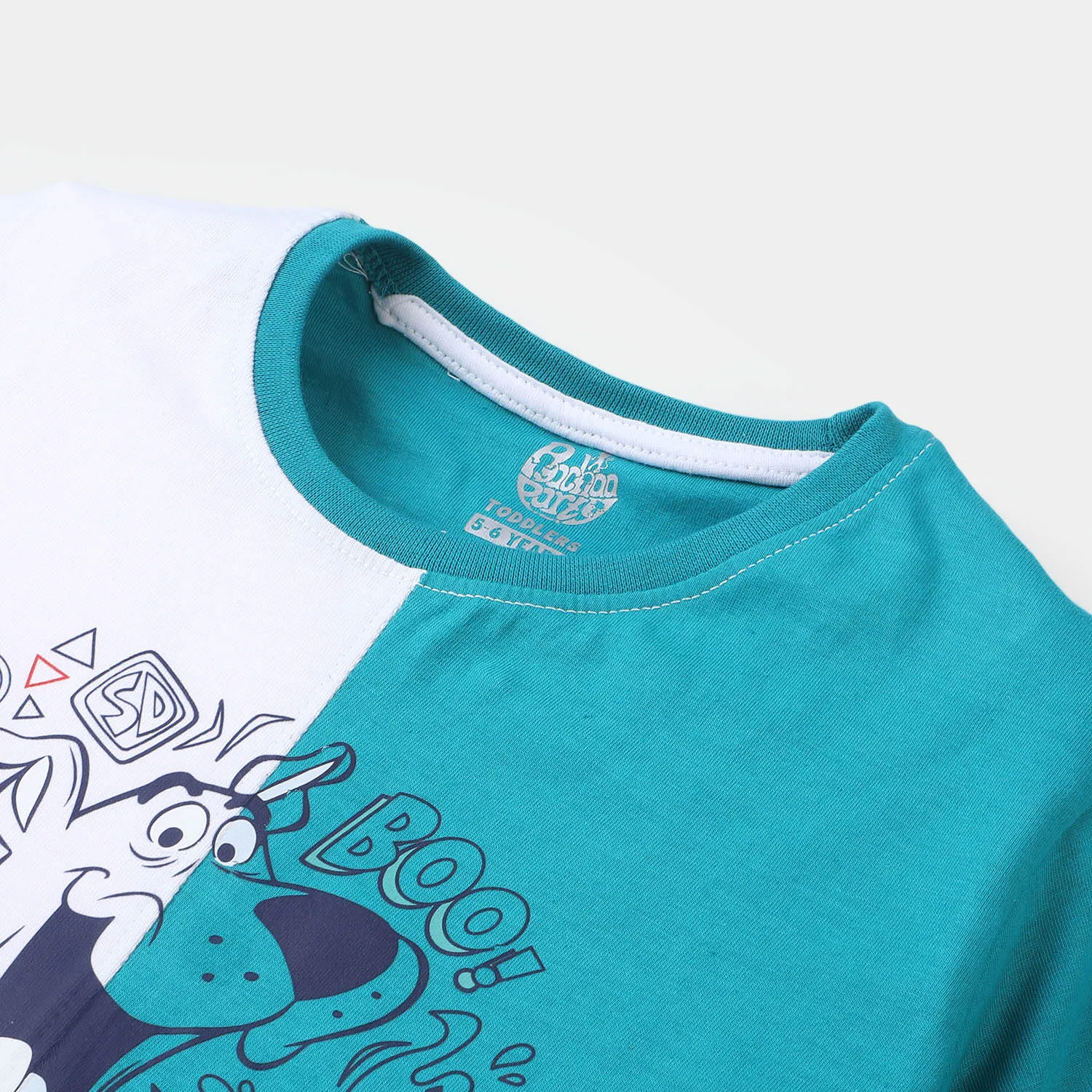 Boys Cotton T-Shirt  Character - Blue/White