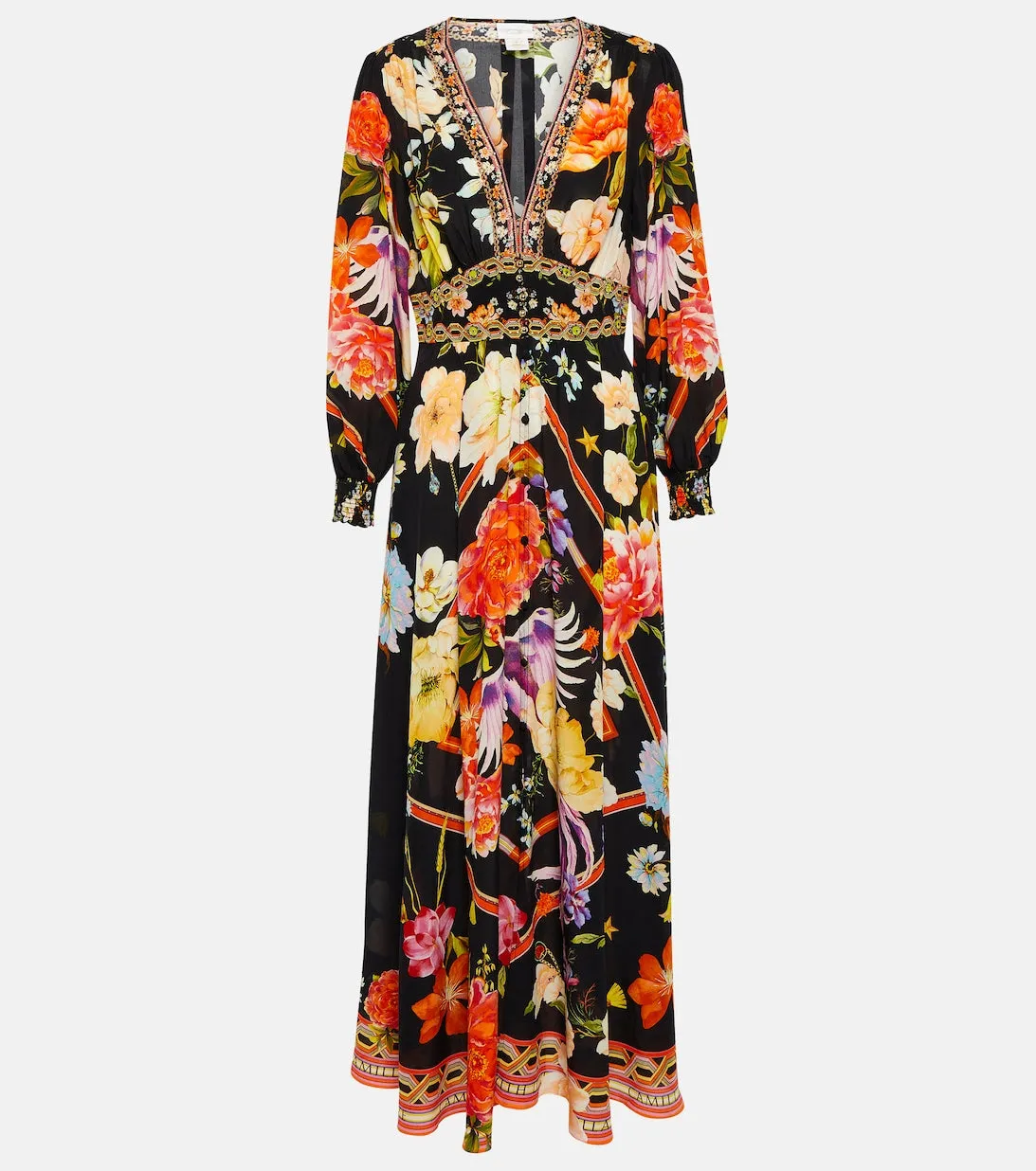 CAMILLA embellished silk maxi dress, multicolor
