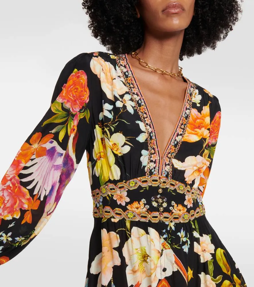 CAMILLA embellished silk maxi dress, multicolor