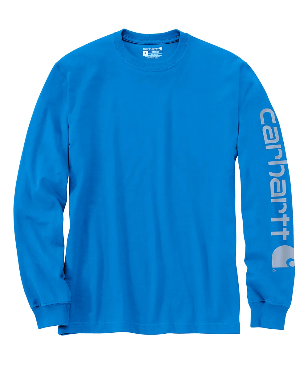 Carhartt Signature Sleeve Logo Long-Sleeve T-Shirt - Blue Glow