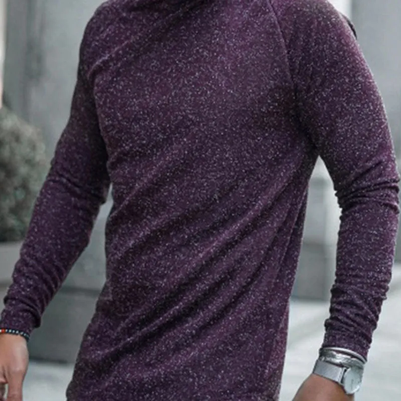 Casual Turtleneck Solid Color Long Sleeve T-Shirt