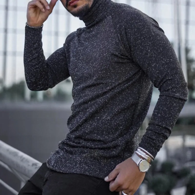 Casual Turtleneck Solid Color Long Sleeve T-Shirt