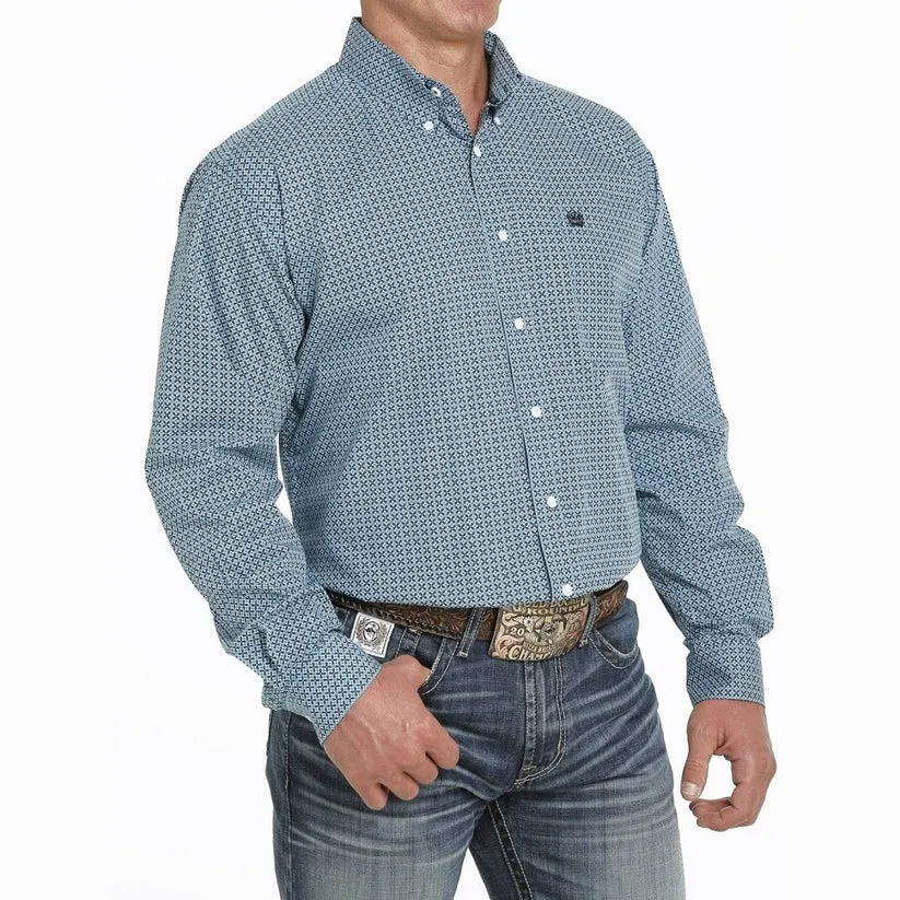 Cinch Men's Long Sleeve Button Down - Diamond Print