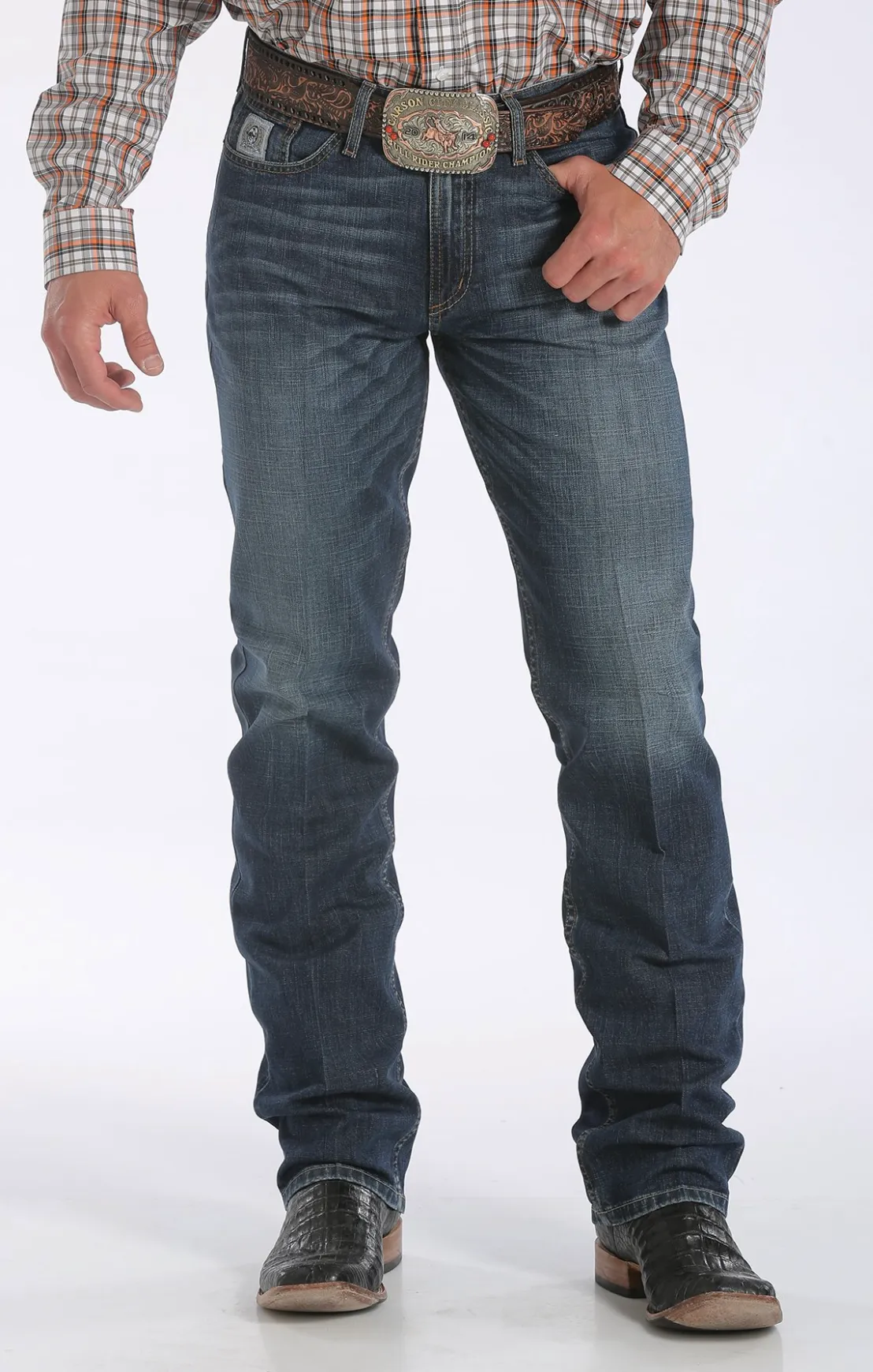 CINCH SILVER LABEL - MEN'S DARK STONEWASH SLIM FIT DENIM JEANS