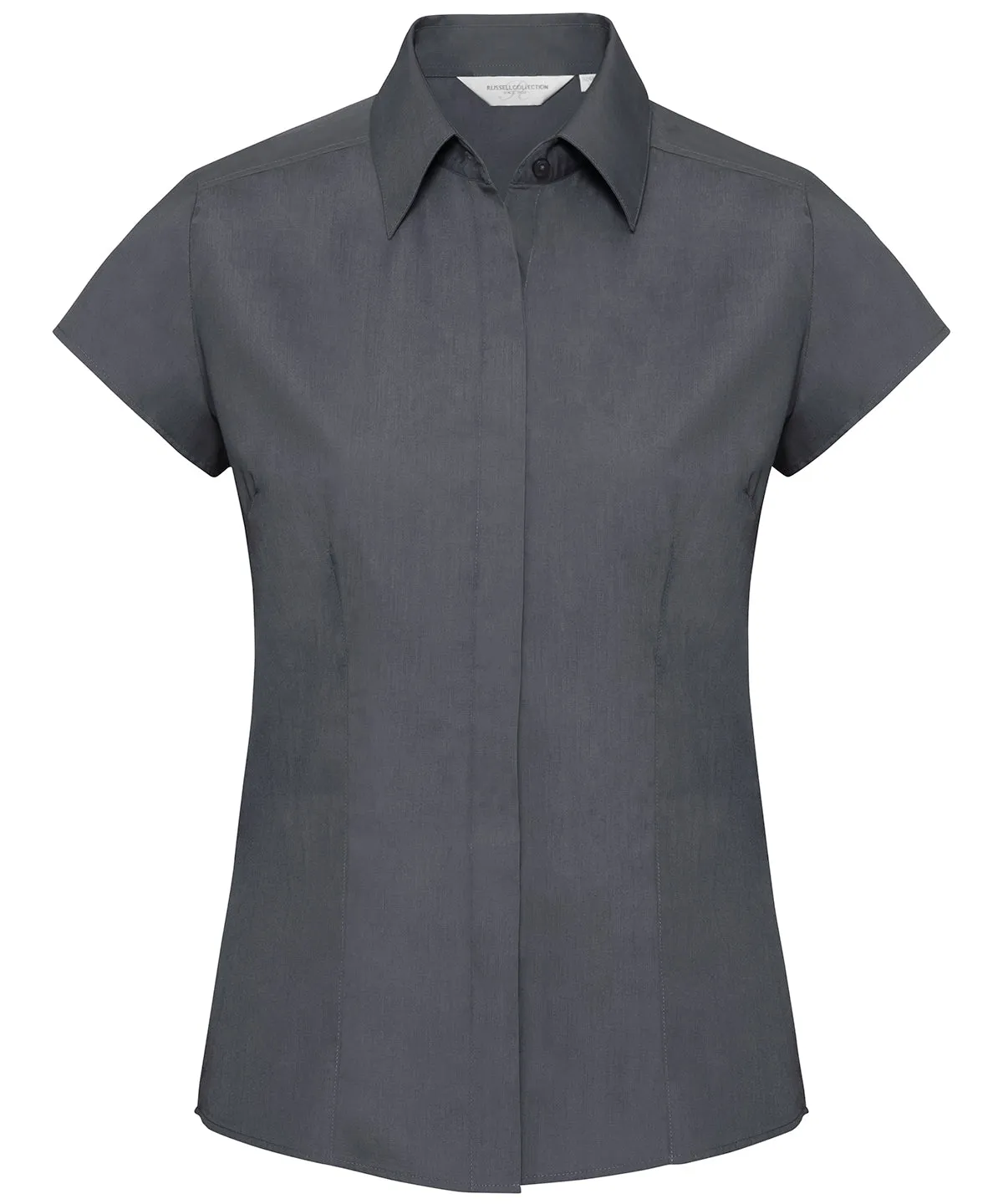 Convoy Grey - Women's cap sleeve polycotton easycare fitted poplin shirt