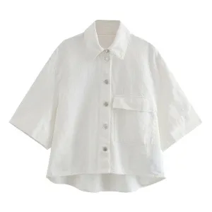 CROPPED IRREGULAR BLOUSE