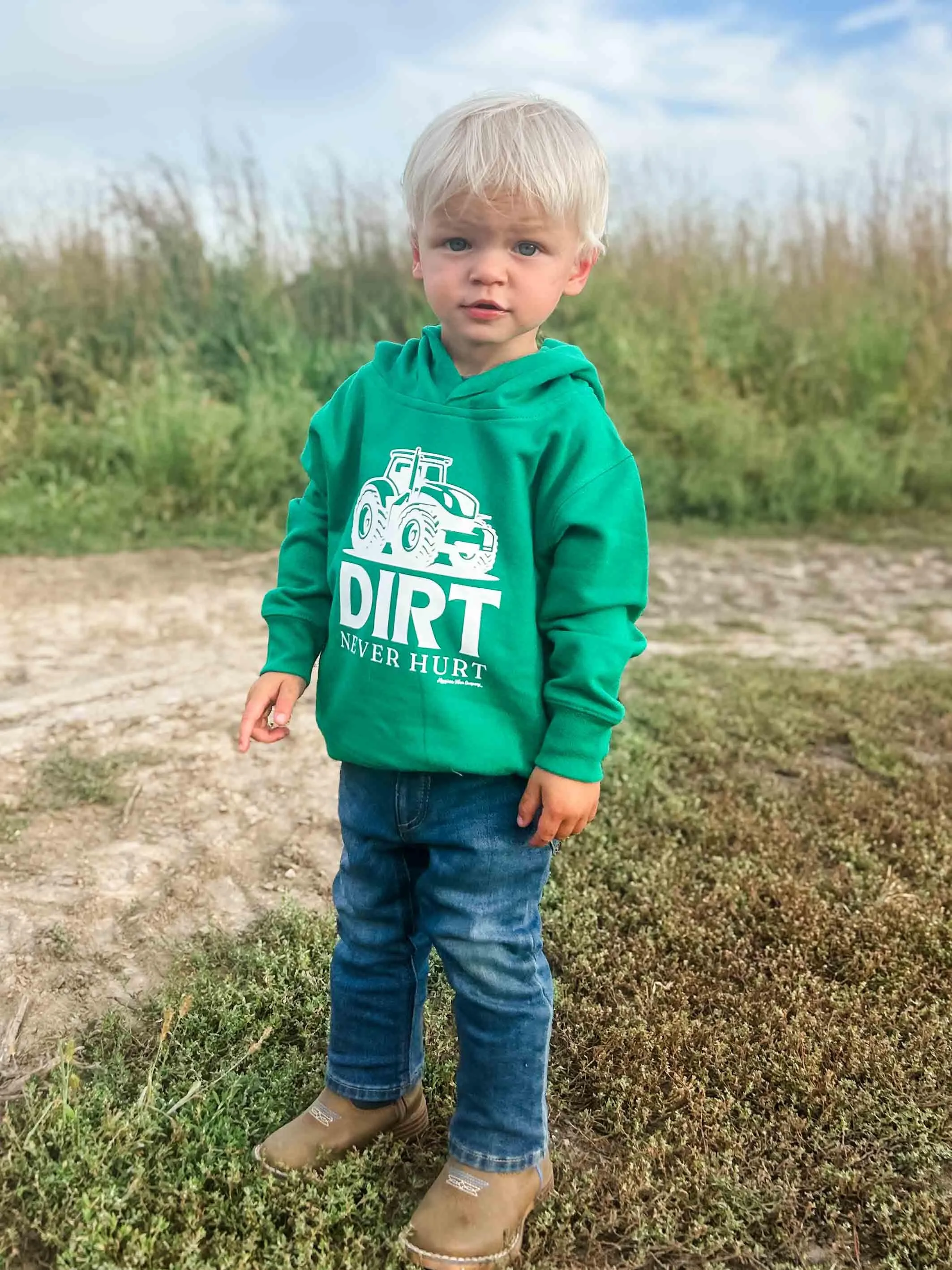 Dirt Never Hurt Green Toddler/Youth Hoodie