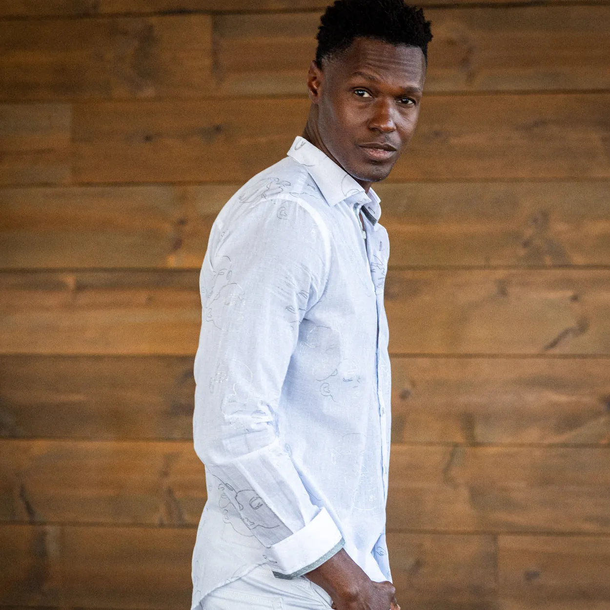 Faces Button Down Shirt - White