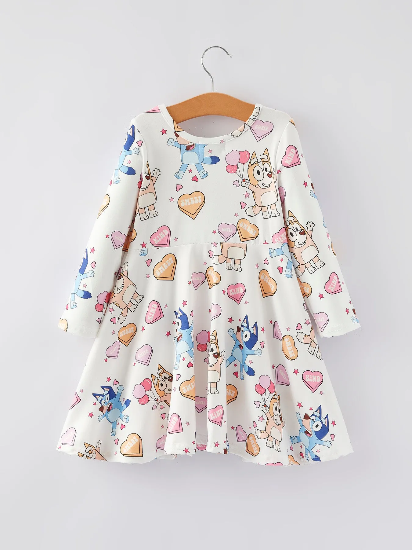 Girls Cartoon Heart Print Dress