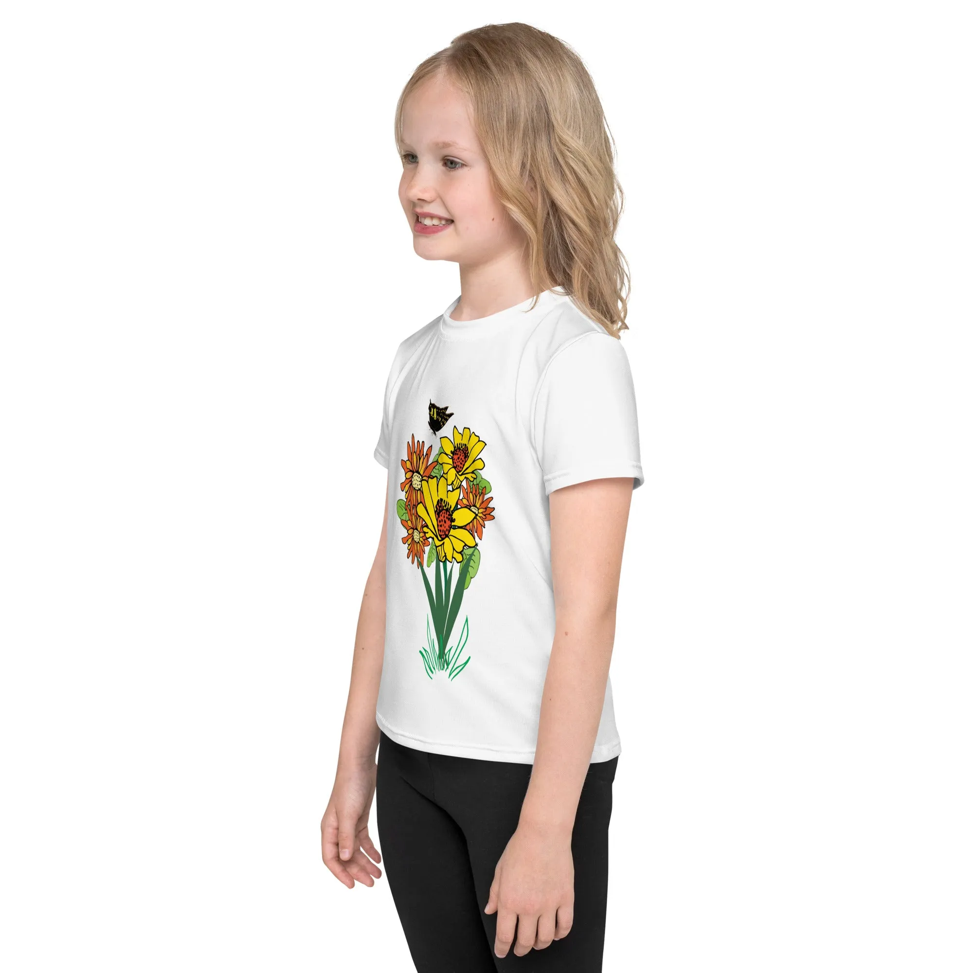 Happy Blooms Bouquet Girl's crew neck t-shirt