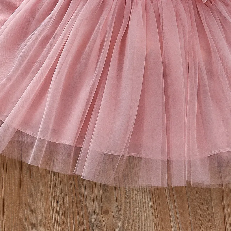 Kids Princess Dress Toddler Girls Clothes Spring Autumn Long-sleeved Mesh Dress - BTGD8476