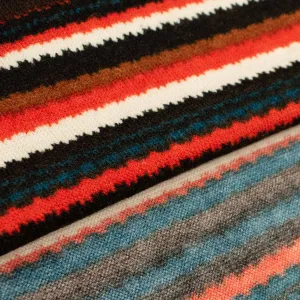 Linen Viscose Jersey Double Knit Des 6 - Orange Multi-Colour Stripes