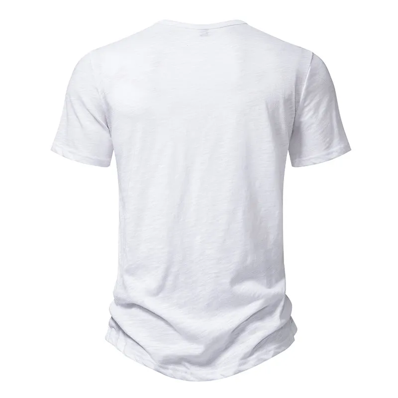 Men Crewneck Buttons Short Sleeves T-Shirt
