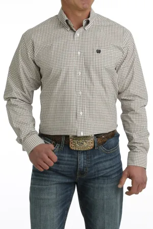 Men's Cinch White Multi Check Long Sleeve Button Down Shirt