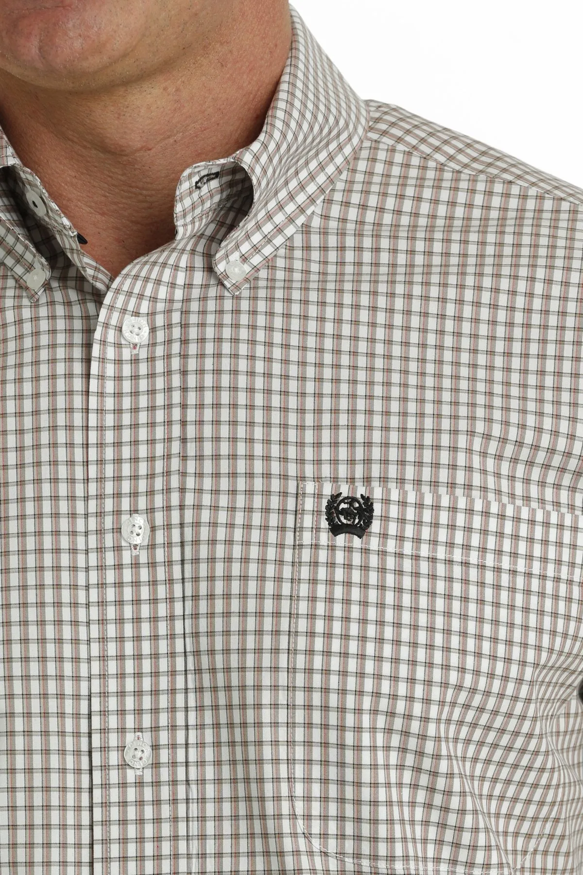 Men's Cinch White Multi Check Long Sleeve Button Down Shirt