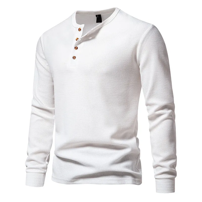 Men'S Crewneck Buttons Long Sleeves T-Shirt
