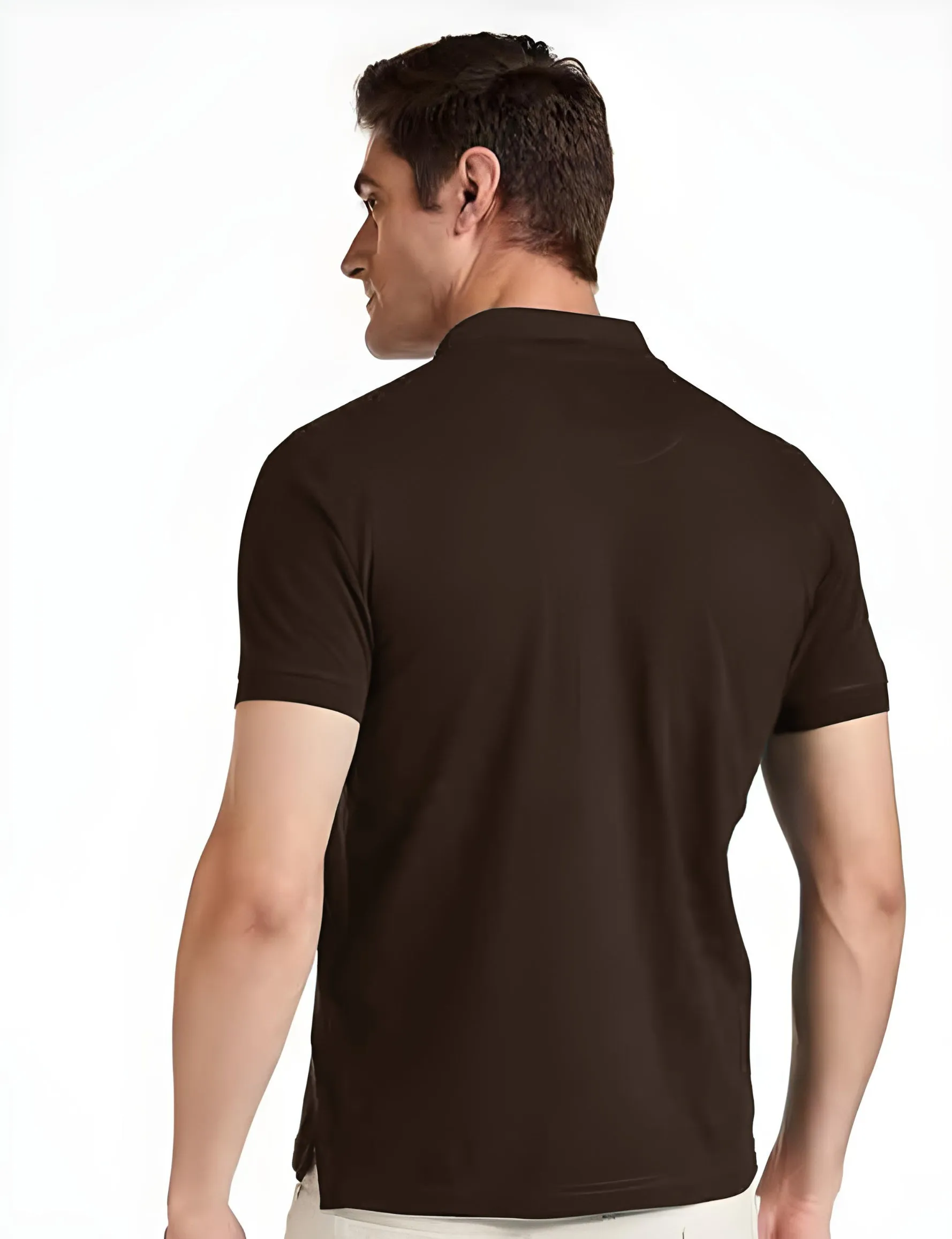 Men's Regular Fit Polo Neck Half Sleeve Solid Uniform T-Shirt | Polo T-Shirt for Men (Coffee)