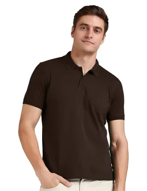 Men's Regular Fit Polo Neck Half Sleeve Solid Uniform T-Shirt | Polo T-Shirt for Men (Coffee)