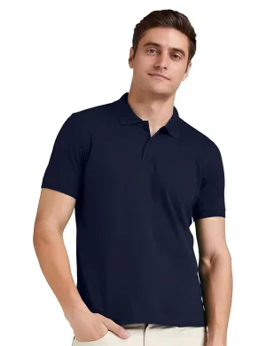 Men's Regular Fit Polo Neck Half Sleeve Solid Uniform T-Shirt | Polo T-Shirt for Men (Dark Navy Blue)