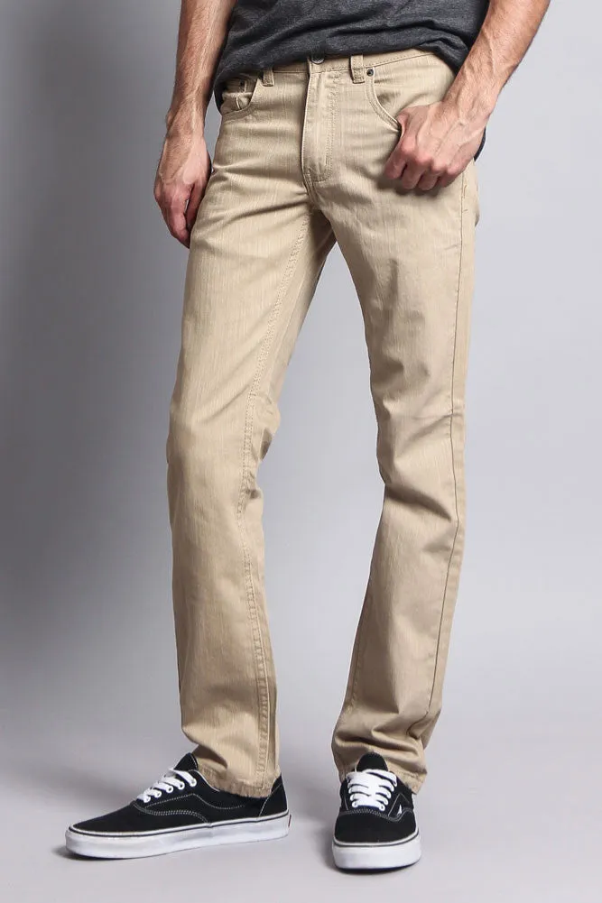 Men's Slim Fit Colored Denim Jeans (Khaki)