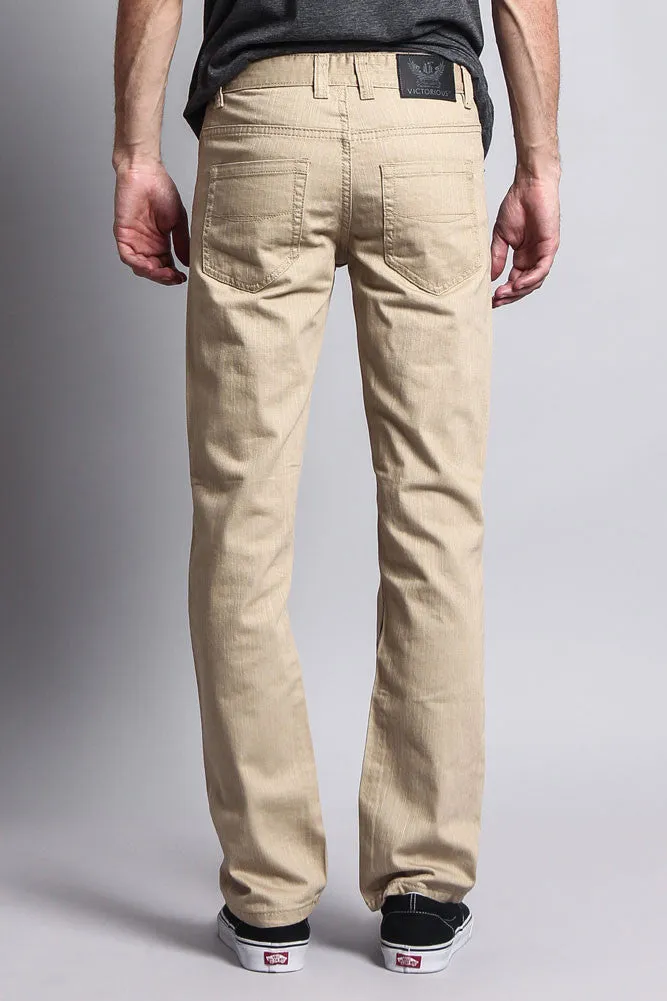 Men's Slim Fit Colored Denim Jeans (Khaki)
