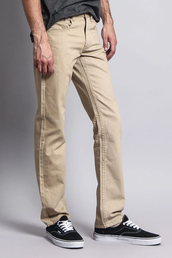 Men's Slim Fit Colored Denim Jeans (Khaki)