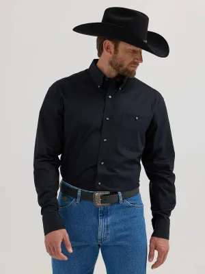Men's Wrangler Goerge Strait Solid Black Long Sleeve Button Down Shirt