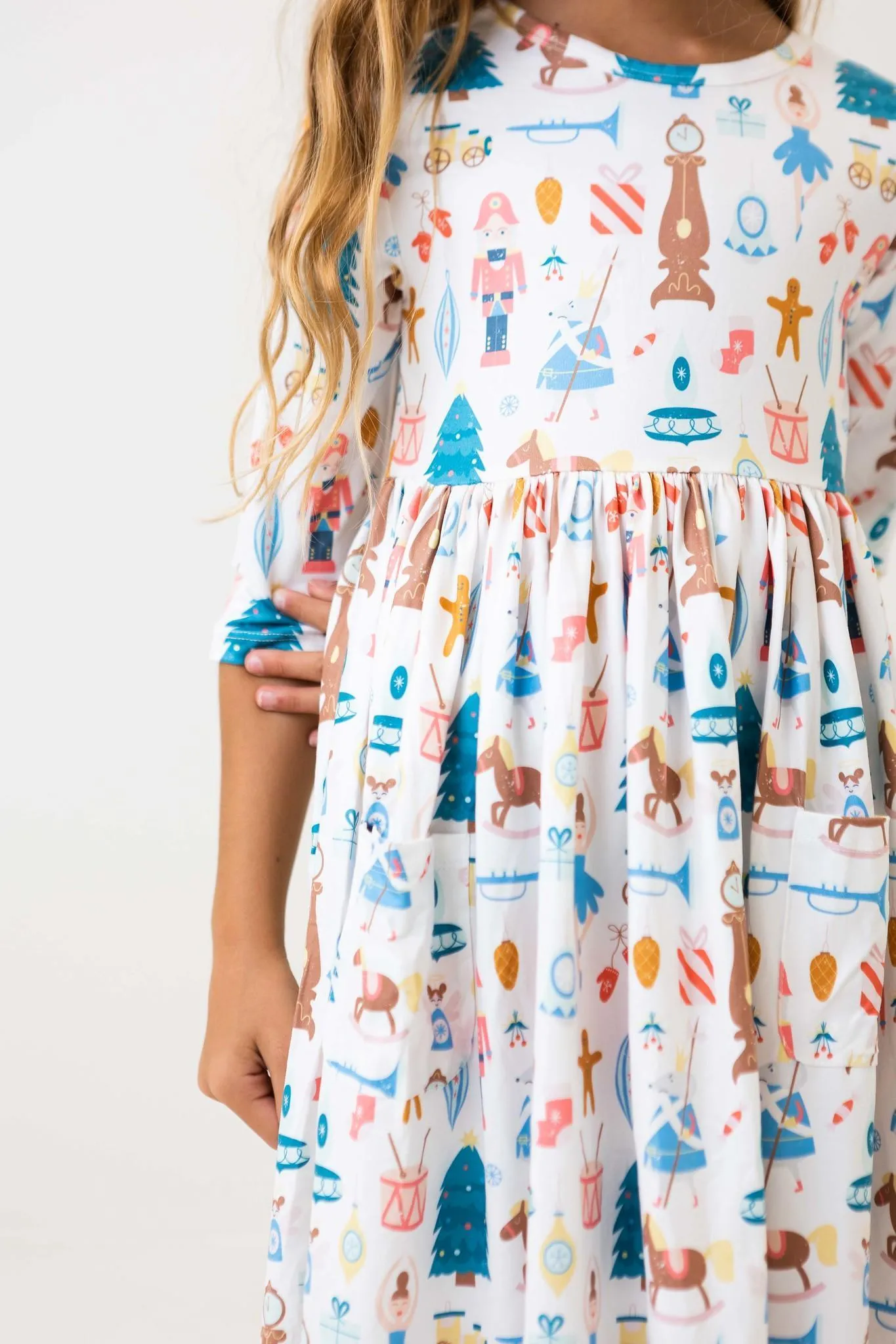 Mila & Rose Nutcracker 3/4 Sleeve Twirl Dress w/Pockets