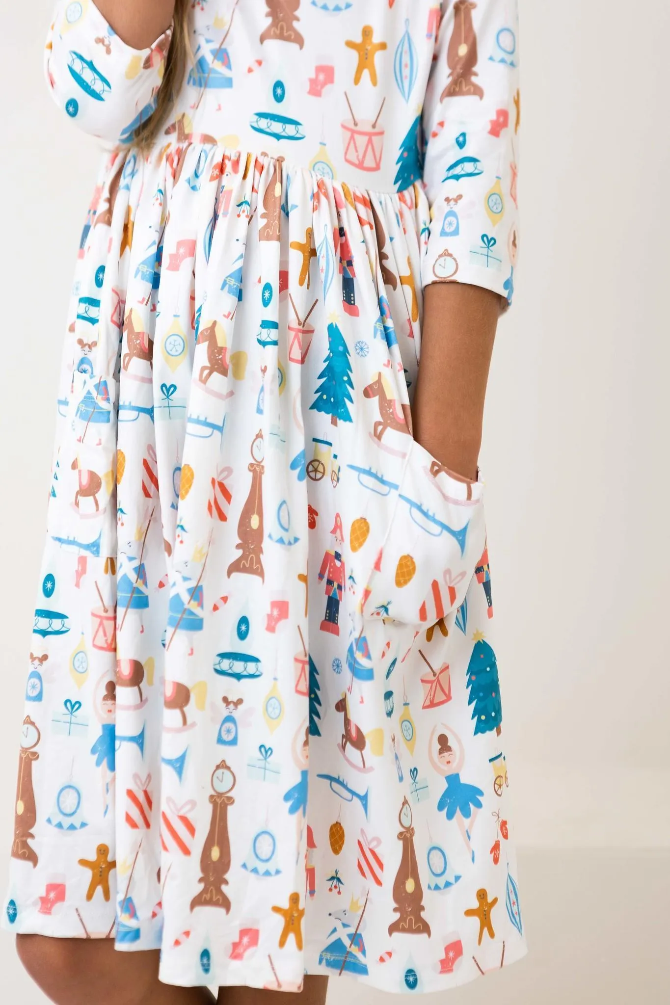 Mila & Rose Nutcracker 3/4 Sleeve Twirl Dress w/Pockets