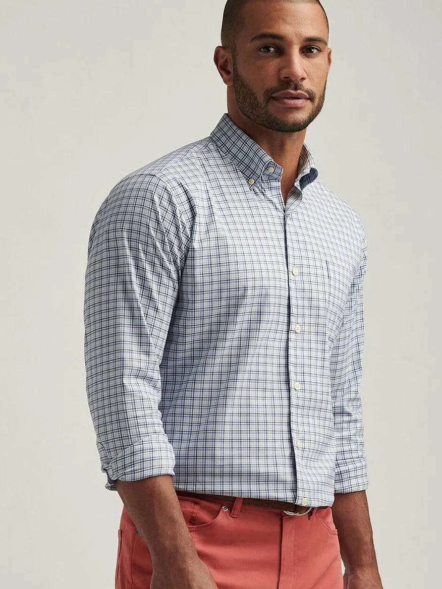 Peter Millar Albert Crown Lite Cotton-Stretch Sport Shirt in Blue Freesia