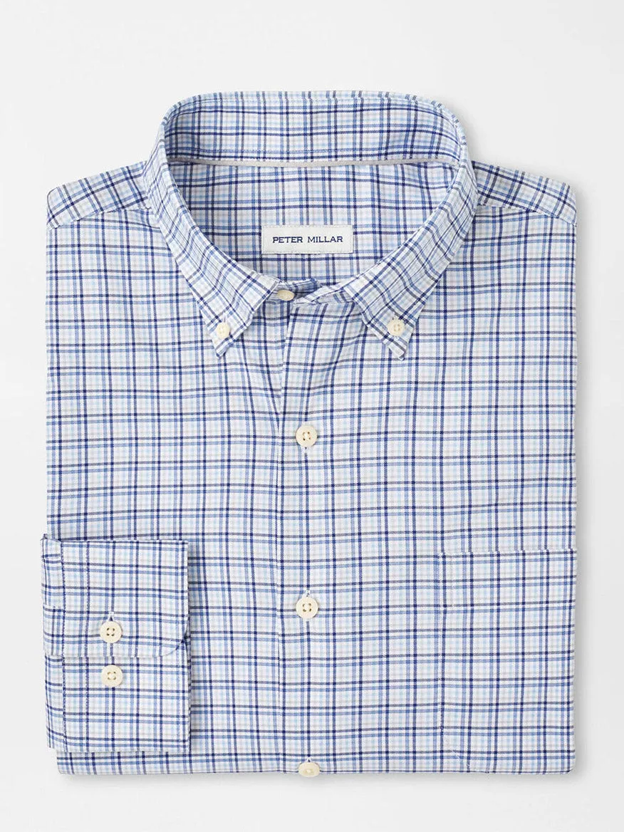 Peter Millar Albert Crown Lite Cotton-Stretch Sport Shirt in Blue Freesia