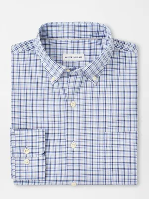 Peter Millar Albert Crown Lite Cotton-Stretch Sport Shirt in Blue Freesia
